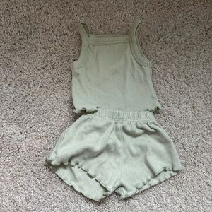 Quincy Mae Sage Green Tank and Shorts Set